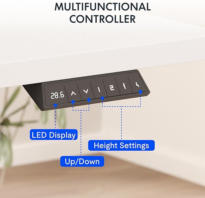 FLEXISPOT EN2 Whole-Piece Standing Desk with Clamp Power Strip, 48x24 Electric Stand Up Height Adjustable Desk with Cable Management (White Frame + 48" White Top)