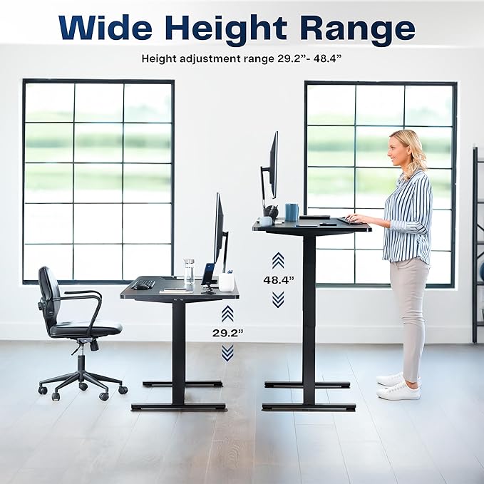 VIVO Large Electric 83 x 30 in Standing Desk, Memory Height Adjustment, 1B Series, Holds 220 lbs, Rustic Vintage Brown Top Black Frame, DESK-KIT-1B8N
