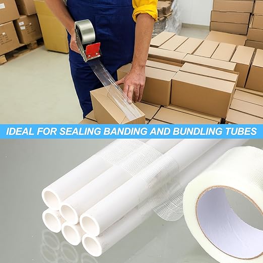 Treela 30 Rolls Strapping Tape 2 Inch X 60 Yards 5.5 Mil Fiberglass Filament Tape Transparent Reinforced Heavy Duty Packing Strips for Shipping Sealing Binding Fixing