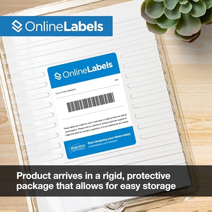 3.434 x 0.667 File Folder Labels - Blank White Matte - 30,000 Labels, 1,000 Sheets - Inkjet/Laser Compatible - Online Labels