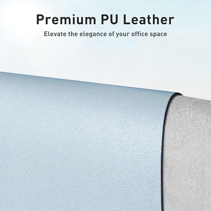 Aothia Leather Desk Pad Protector, Mouse Pad, Office Desk Mat, Non-Slip PU Leather Desk Blotter, Laptop Desk Pad, Waterproof Desk Writing Pad for Office and Home (31.5" x 15.7",Baby Blue)