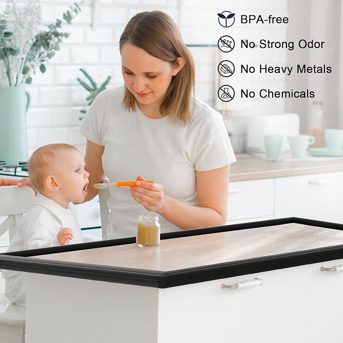 Baby Proof Corners and Edges Protector 10ft Edge+4 Corner Guard, Fireplace Baby Proofing Bumper, Heavy-Duty Soft NBR Foam Edge Corner Protector for Furniture Table, Childsafe/Pre-Taped Black