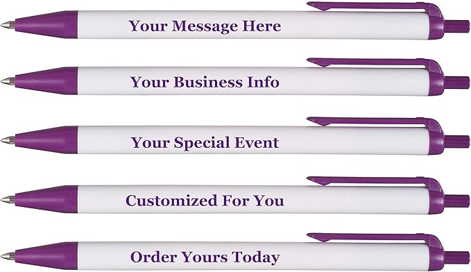 RevMark Personalized Ballpoint Pen, Custom Printed Name, Business or Event Information, Timeless Advertising, USA Made Pens, Promotional Marketing, Smooth Black Ink, Bulk Pack (Purple,500 Ct)