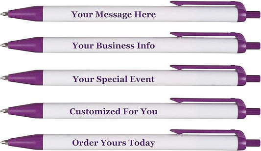 RevMark Personalized Ballpoint Pen, Custom Printed Name, Business or Event Information, Timeless Advertising, USA Made Pens, Promotional Marketing, Smooth Black Ink, Bulk Pack (Purple,500 Ct)