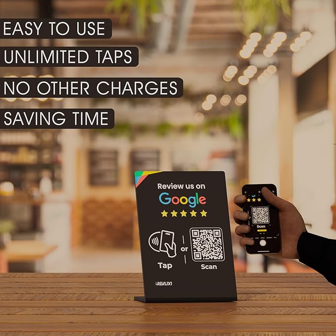 REVLIXI Google Review Stand (5 PCS)- Boost Reviews w/Reusable Google Review Tap Card Stand & QR Code Stand -No App, No Subscription-Android & iPhone Compatible -Boost Google Reviews for Online Growth