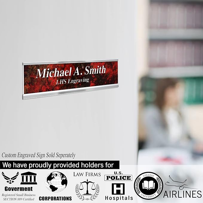 Custom Name Plate for Doors, with Choice of Mounting Holders for Walls, Doors, Cubicles, Hanging and More - Personalized Ivory Plastic Brown Letters - USA Made 2x6 - B5