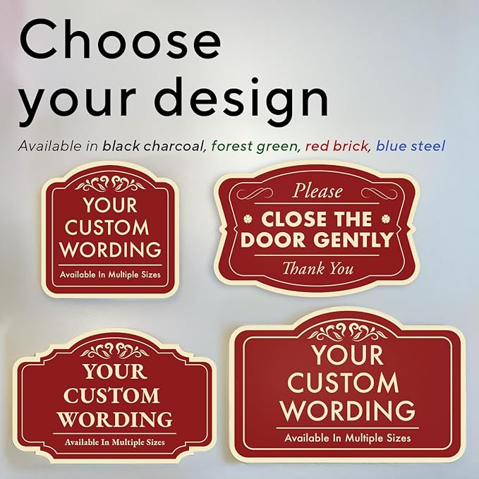 Custom Decorative Outdoor Metal Sign - Personalized Aluminum Driveway Sign, Waterproof, Made in USA - Design 3 Red Brick 30x24 In