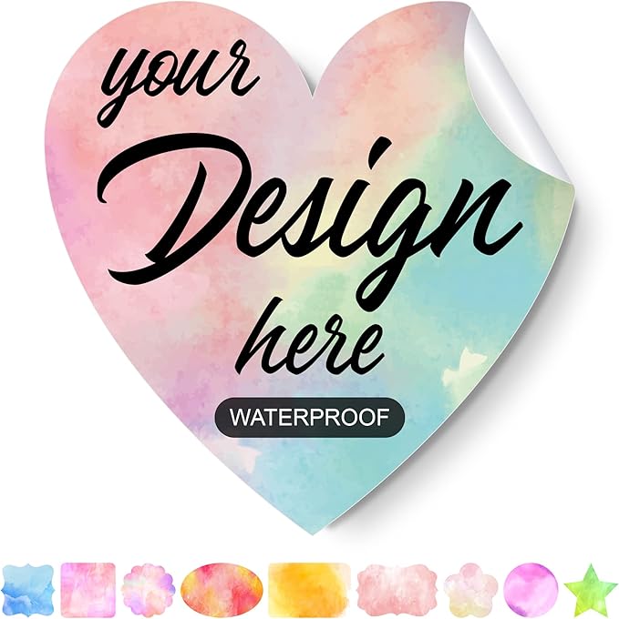 Custom Stickers Personalized Labels - Customized Stickers with Any Design Image Logo Text,Custom Stickers for Business Logo,Custom Thank You Label Stickers,100 Labels (Heart,5"x5")