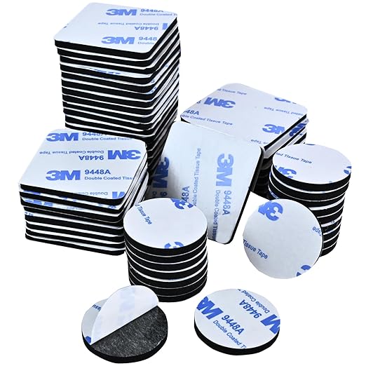 Double Sided Foam Tape,Heavy Duty Mounting Tape,56Pcs 3mm thickness Self-Adhesive Tape,Super-Sticky Black Strong Pads Include Square Round,Waterproof for Walls Door Wood Metals Glass Papers (Black)