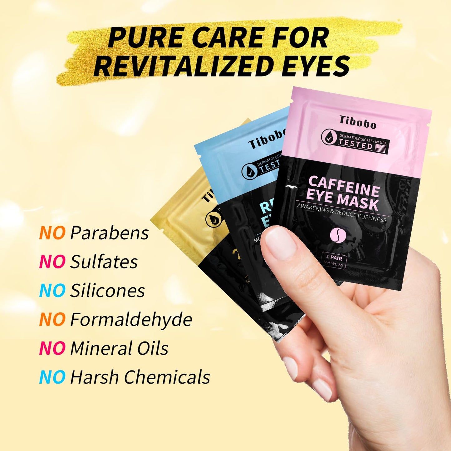 Under Eye Patches(48 Pairs), 24K Gold, Caffeine, Retinol Eye Masks for Puffy Eyes, Wrinkles, Dark Circles, Undereye Bags Treatment - Restoring & Awakening & Moisturizer Skin care Gift for Women