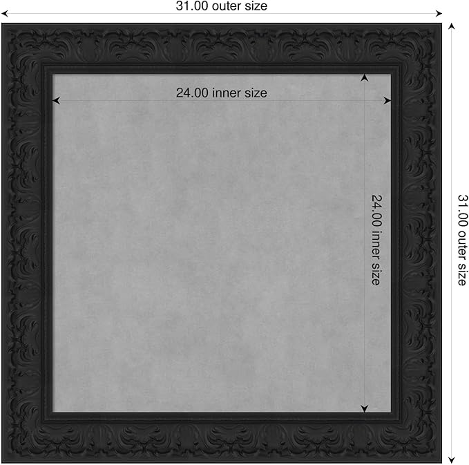 Amanti Art Black Framed Magnetic Board 31x31 Medium Vision Board for use with Magnets, 100% Metal Sheet to Display Items as Office Decor or for Home Organization in mudroom, Kitchen or Kids Room
