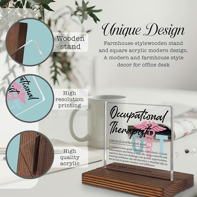 Occupational Therapist Gifts, Thank You Appreciation Gifts for OT Professionals Week Graduation Birthday Christmas Therapy Office Desk Decor Decorative Signs Plaque PA008