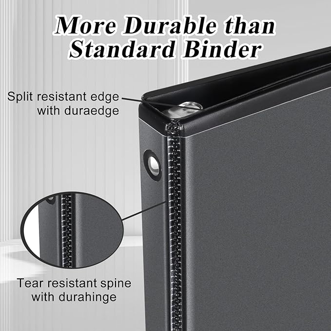 CIXILDTS 1-inch Round Ring Binder, Durable 1" 3 Ring Binder Fit Letter Size Paper, Black, 36-Pack