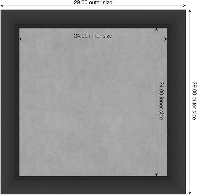 Amanti Art Black Framed Magnetic Board 29x29 Medium Vision Board for use with Magnets, 100% Metal Sheet to Display Items as Office Decor or for Home Organization in mudroom, Kitchen or Kids Room