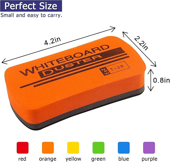 6 Pack Dry Erase Eraser Magnetic Whiteboard Dry Erase Eraser for White Board, White Board Erasers for Kids Classroom, 6 Colors
