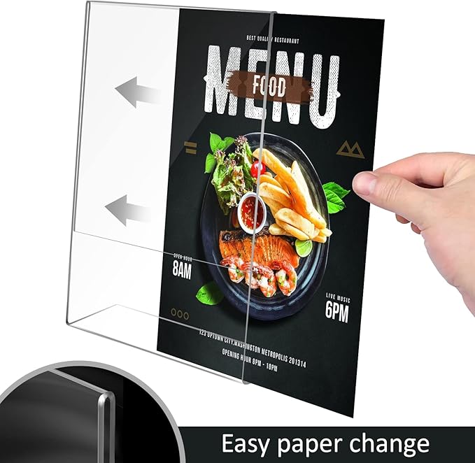 Ludery 8.5x11 Inches Acrylic Sign Slant Back Holder, Plastic Display Stand,Brochure Holder, Table Top Sign Holder For Office, Home, Store, Restaurant (8pack)