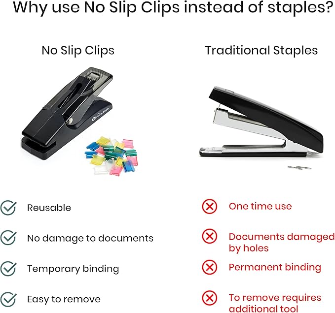 OfficeGoods No Slip Clip Refills - Binds Up to 50 Pages - Reusable (Clear)