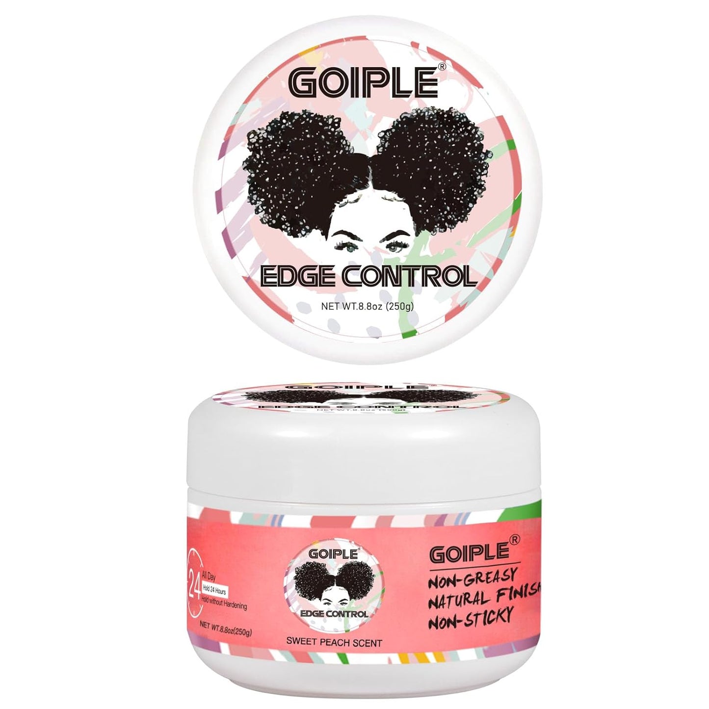 8.8oz Edge Control Wax for Women Strong Hold Non-greasy Edge Control Smoother Edge Wax Styling Gel Edge Control for Black Hair No Flaking, White Residue, Shine and Smooth (Sweet Peach)