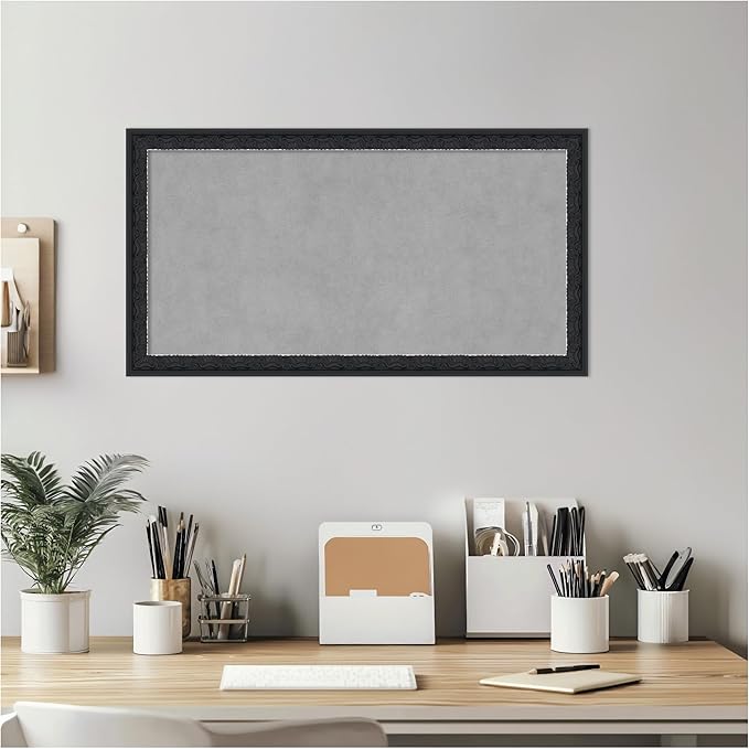 Amanti Art Black Framed Magnetic Board 14x26 Small Vision Board for use with Magnets, 100% Metal Sheet to Display Items as Office Decor or for Home Organization in mudroom, Kitchen or Kids Room