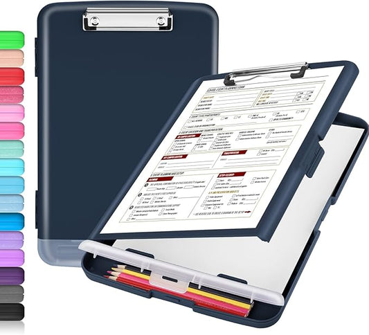 Sooez Clipboard with Storage, High Capacity Nursing Clip Board 8.5 x 11 with Pen Holder & Low Profile Clip, Plastic Clipboards Case Box, Teacher Must Haves School Office Supplies,Letter Size/ A4