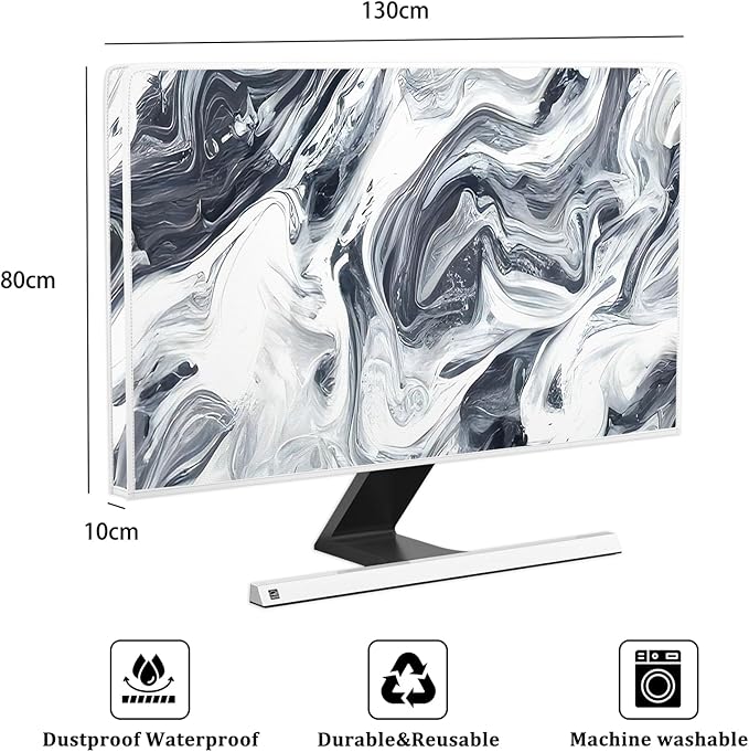 Baocicco Abstract Gray Marble Waterproof 55 Inch Television Cover Anti-Static Dustproof Protective Television Covers for TV Screen Abstract Modern TV Dust Cover for Home LED LCD OLED TVs