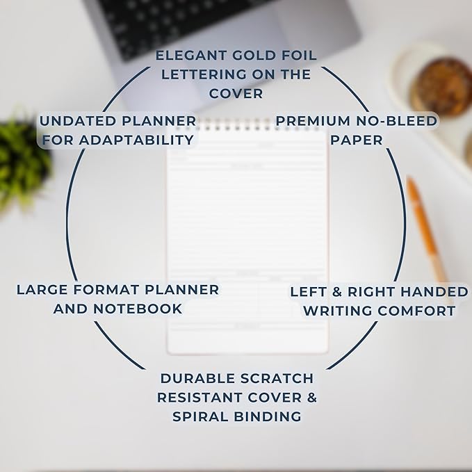 Merely Home | Meeting Notebook for Work | 8.25" x 11.75" | Project Planner | Simple Design | Multiple Layouts | Office and Business Planner (Rust, Meeting Planner - Portrait)