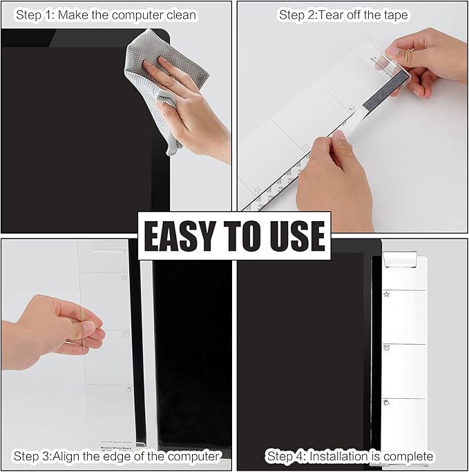 2pcs Office Desk Accessories Monitor Memo Board Computer Message Board Office Supplies for Women Men Computer Sticky Note Holder Home Desktop Message Office Decor (Computer Monitor Note Holder)