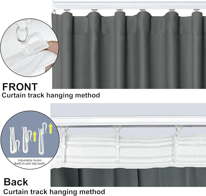 Cbsroro Room Divider Blackout Curtain Track Curtains Wall Dividers Panels Screen for Living Rooms Bedroom Office Privacy Partition Separation, W180 × L108 Inch,1 Panel, Grey