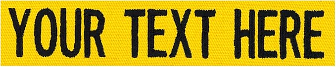 Custom Uniform Name Tapes Solid Colors. Yellow Fabric, 4 Inch Hook Fastener (Uniform Ready Fastener)