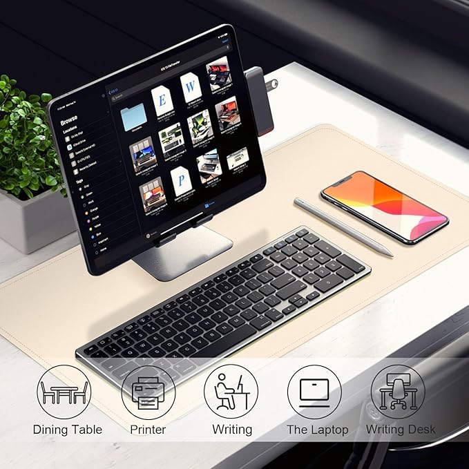 Leather Desk Pad Protector, Desk Mat, Large Mouse Pad, Non-Slip Desk Blotter, Office Laptop Desk Pad, PU Leather Desk Writing Pad for Office and Home (Beige, 31.5" x 15.7")