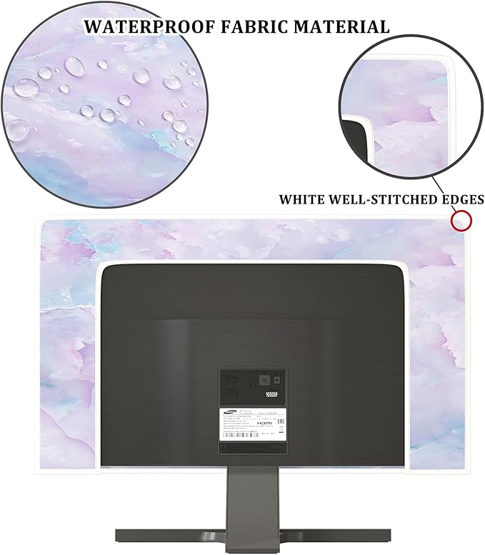 Baocicco Violet Marble Waterproof 58, 59, 60 Inch TV Dust Cover Anti-Static Dustproof Abstract Creative Desigen Television Accessories TV LCD Screen Texture TV Decoration for LED LCD OLED TVs