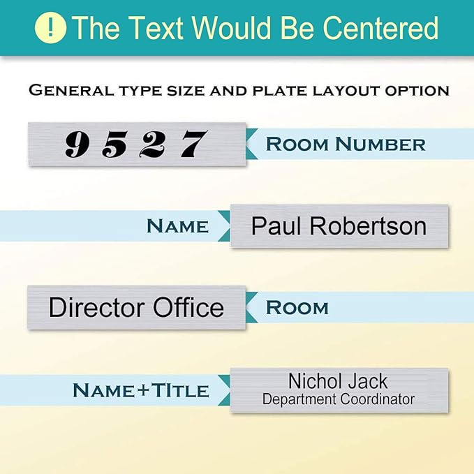 Personalized Office Name Plate 2"x 8" Customize Wall Door Sign NamePlate Adhesive Back