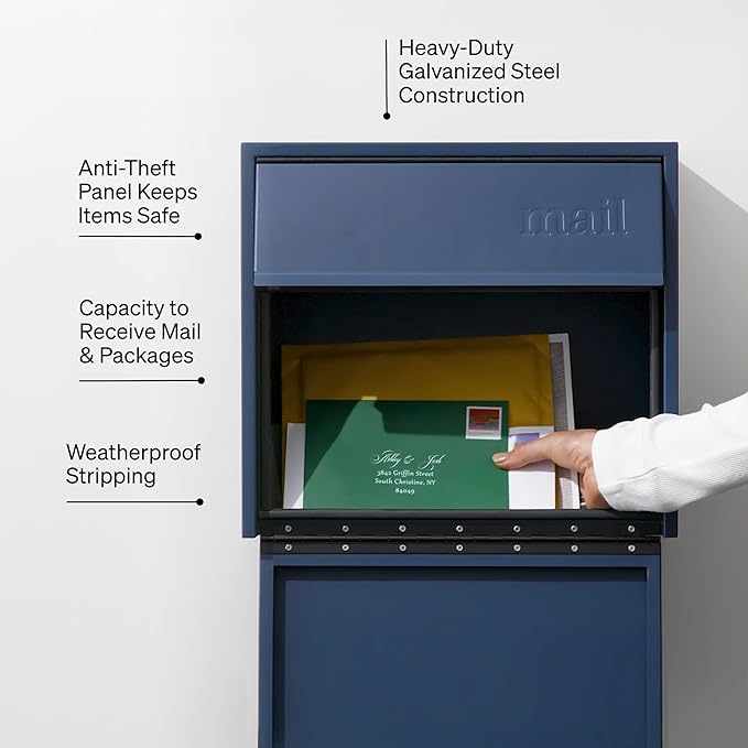 Wall Mount Mailbox - Small, Anti-Theft Locking Mailbox, Weatherproof Mailboxes for Outside The House, 13.5" H x 15" L x 5.5" D (Black)