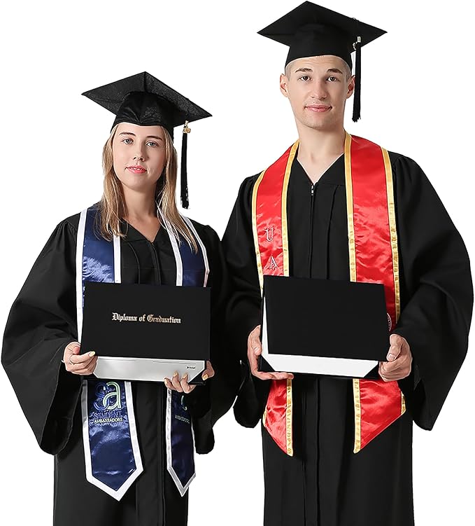 GraduationMall 8.5"x11" Smooth Padded Diploma Cover Certificate Holder Black,6-Packs
