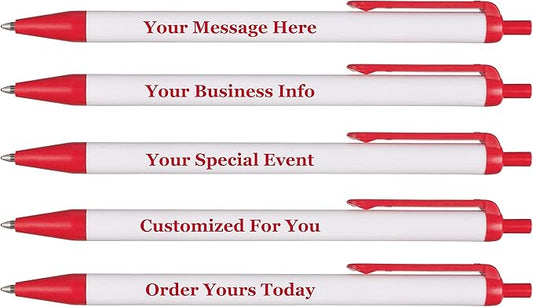 RevMark Personalized Ballpoint Pen, Custom Printed Name, Business or Event Information, Timeless Advertising, USA Made Pens, Promotional Marketing, Smooth Black Ink, Bulk Pack (Red,100 Ct.)