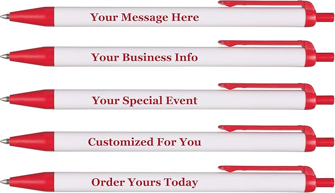 RevMark Personalized Ballpoint Pen, Custom Printed Name, Business or Event Information, Timeless Advertising, USA Made Pens, Promotional Marketing, Smooth Black Ink, Bulk Pack (Red,250 Ct.)