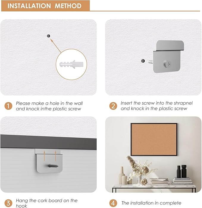 Board2by Cork Board Bulletin Board 24 x 36, Black Wood Framed 2x3 Corkboard, Office Board for Wall Cork, Large Wall Mounted Notice Pin Board with 16 Push Pins for School, Home & Office