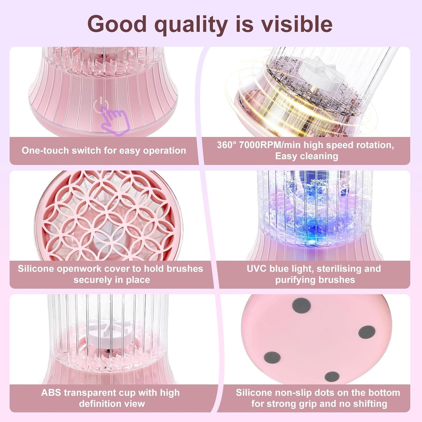 GKZ Electric Brush Cleaner Machine, High Speed Fast Cleaning Plug-in Power Brush Cleaner Ideal for Makeup Brushes & Sponges – Perfect for Home & Professional Use