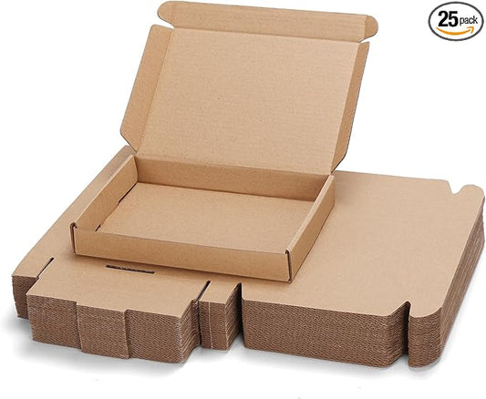 PHAREGE 7x5x1 inch Shipping Boxes Bulk 25 Pack Brown, Tab Lock Tuck Top Mailer Boxes for Packaging Small Business, Small Cardboard Gift Boxes for Wrapping Mailing Present