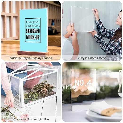 Roowest 1 Pcs 24 x 48 Inch, 1/8 Inch Thick Clear Acrylic Plexiglass Sheets Transparent Plastic Panels Sheets Cut to Size Cast Acrylic Board Panel with Protective Film for Craft DIY Project Sign Frame