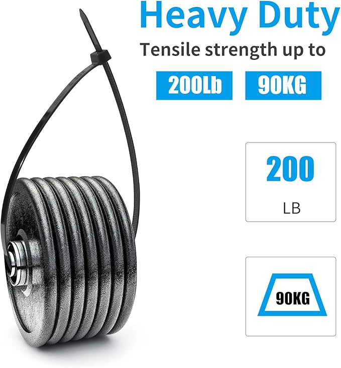 XINGO 48 inch Black Zip Ties Heavy Duty 25 PCS, 200 LBS Ultra Strong Plastic Wire Ties, Large Cable Ties Extra Long Tie Wraps, Indoor and Outdoor UV Resistant