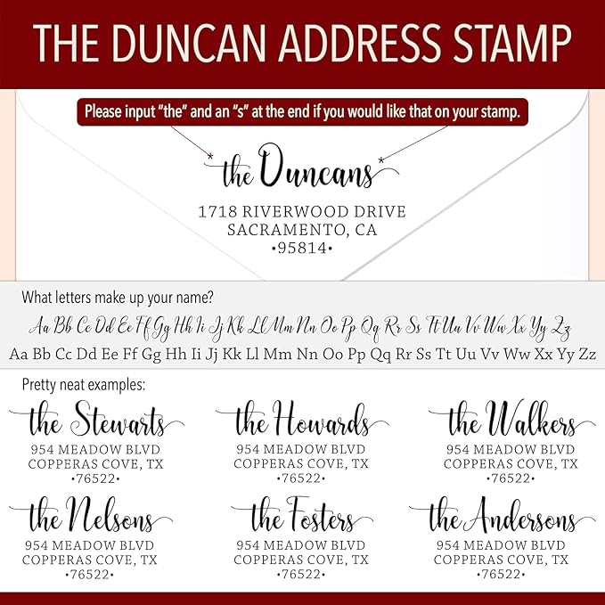 The Duncans Personalized Self-Inking Address Stamp | Envelope Return Address Stamp for Couples and Families | Custom Rubber Address Stamp (2, Xtra Wide)