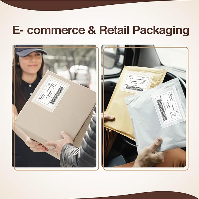 9.5x12 Shipping Label Sleeves 100 Pack Strong Adhesive Back for Secure Package Labelling, Protects Documents with Packing Slip Pouches Packing Sleeves for Mailing and Packaging -WaterProof and Durable