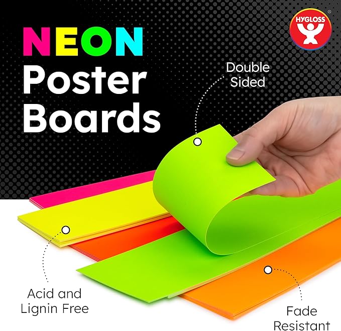 Hygloss Small Poster Board 4x11 - 50 Neon Orange Single Color Poster Boards Bulk Pack - 10 Pt. Thickness Colored Poster Board Paper for Projects, Flash Cards, Signs - Posterboard Multipack 4" x 11"