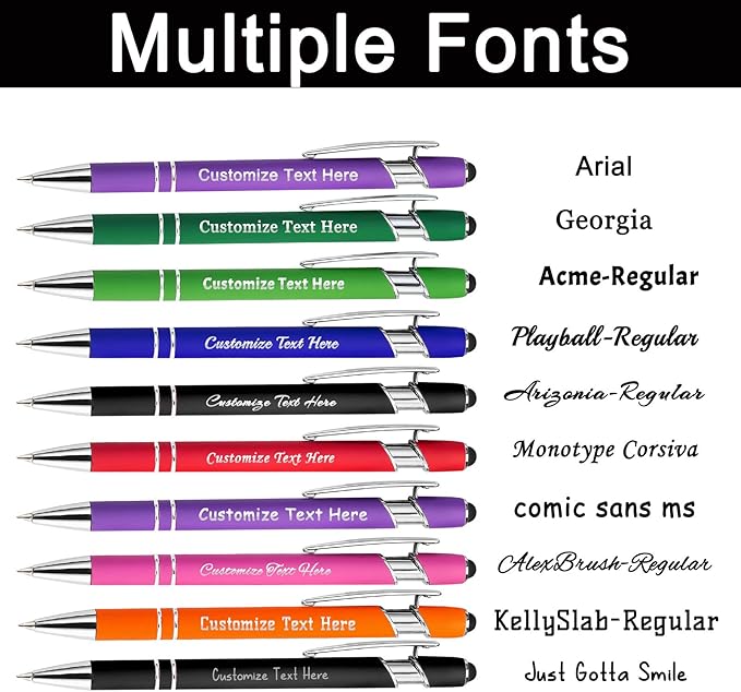 Custom Pens Bulk Personalized Ballpoint Pen with Stylus Tip Customized Engraved Pens with Name Logo Soft Black Ink with Touch Metal Office for Business Office Teacher School Corporate Gifts L-Green