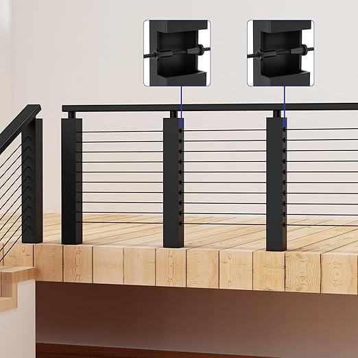 BLIKA 120 Pack Black Stainless Steel Protector Sleeves for 1/8" 5/32" or 3/16" Deck Cable Railing, for Wood/Composite Posts, T316 Marine Grade, Black Cable Railing Protector Sleeves