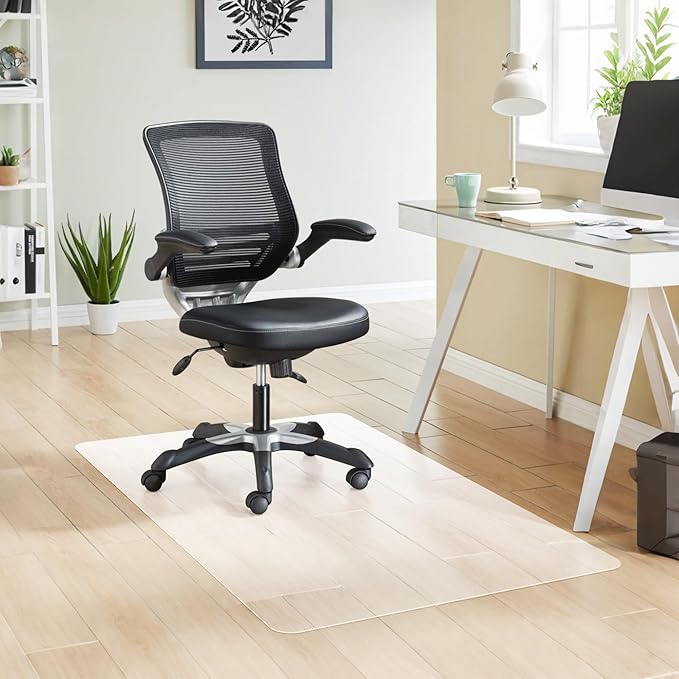 HOMEK Office Chair Mat for Hardwood Floor, 55” x 35” Crystal Clear Hard Floor Chair Mat, Transparent Floor Protector Mat Flat Without Curling
