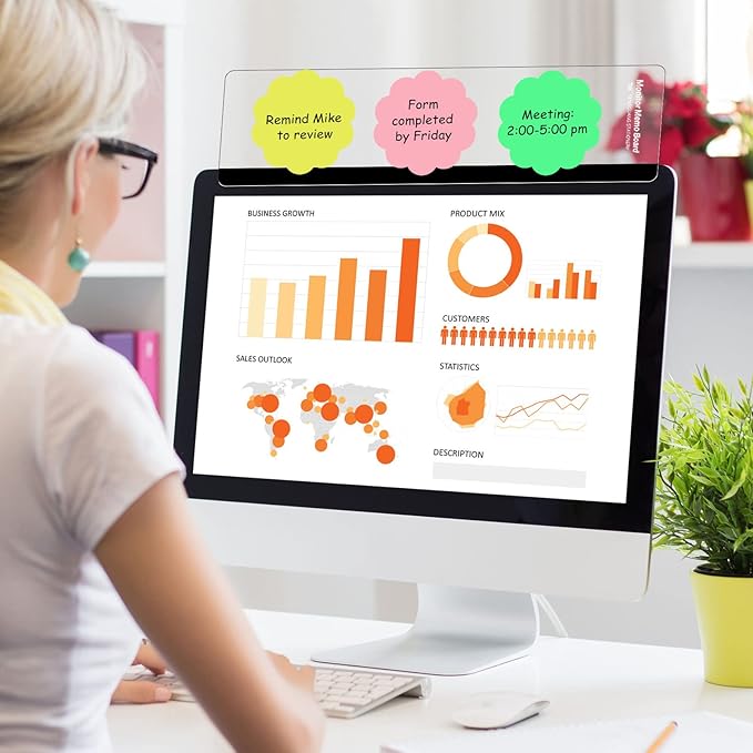 Zonon 6 Pieces Computer Monitor Notes Screen Monitor Memo Board Sticky Note Holder Message Board Computer Side Panel for Office Home Desktop Left and Right