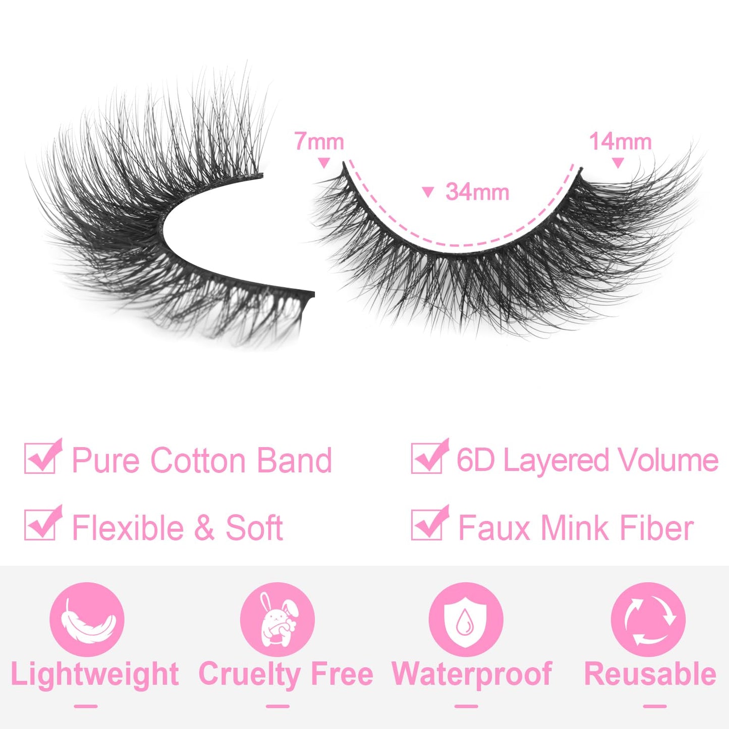 False Lashes Natural Look Faux Mink Eyelashes Wispy Fox Eye Lashes That Look Like Extensions 3D Mink Lashes Natural Strip Lashes Pack 7 Pairs