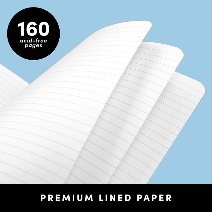 PAPERAGE Softcover Lined Journal Notebook (Teal), 160 Pages, Medium College Ruled Notebook, 5.6 inches x 7.9 inches - 100 GSM Thick Premium Paper, Soft Vegan Leather Journal for Home, Work & School